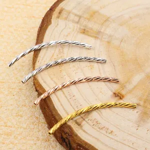 Textured S925 sterling silver curved tube beads in silver gold and rose gold finishes