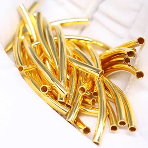 925 Sterling Silver Curved Tube Beads Gold Plated Noodle Spacer Beads For DIY Bracelet Necklace Jewelry Making Accessories