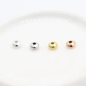 Polished UFO metal abacus spacer beads in gold, silver, rose gold, and steel for DIY jewelry