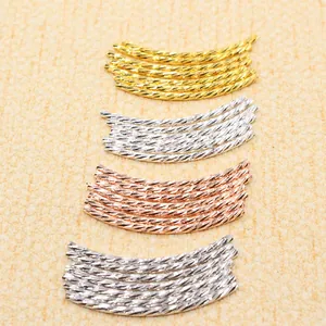 S925 silver curved spacer tubes in gold and rose gold for DIY jewelry making