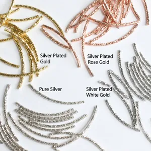 S925 sterling silver spiral curved tube beads in gold, rose gold and silver finishes