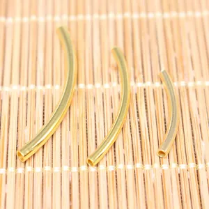 S925 sterling silver gold-plated curved tube beads for DIY bracelet jewelry making