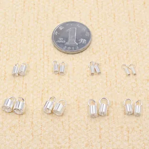 Tapas Finales de Crimpado de Plata de Ley 925 para Cordón de Cuero Cera DIY Fabricación de Joyas Conectores Tubos Accesorios para Collar Pulsera