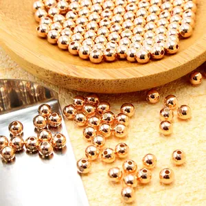 Polished rose gold S925 sterling silver beads for DIY jewelry making and handmade crafts