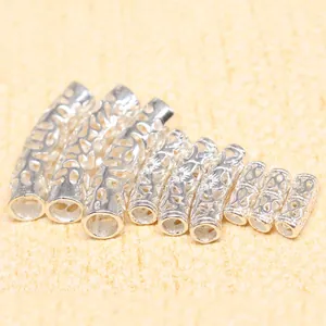S925 Sterling Silver Hollow Floral Curved Tube Beads For DIY Bracelet Necklace Jewelry Making Finding Handmade Accessory