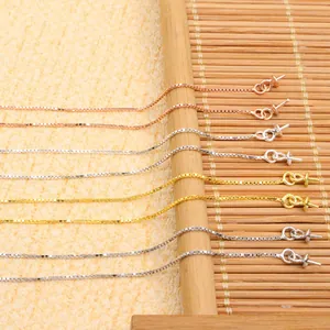 Pendientes de cadena box en plata S925 en oro rosa, oro y plata para joyería DIY