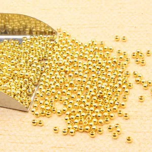 Polished round gold plated silver spacer beads for DIY jewelry making and crafting