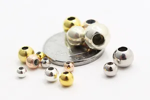 Detailed macro shot of S925 sterling silver slider beads in gold, silver and rose gold