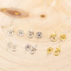 S925 silver pearl tray pin pendants in gold and silver finish for DIY jewelry making