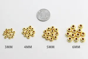 Dettaglio delle perle in argento sterling S925 dorato nelle misure da 3mm a 6mm