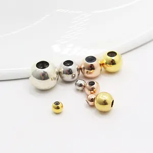 925 Sterling Silver Silicone Adjustable Positioning Beads For DIY Jewelry Making Findings Round Stopper Beads Gold Rhodium Plated