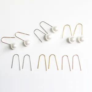 U-förmige S925 Sterlingsilber Perlenohrringe Set in Silber Gold und Roségold