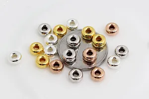Macro di perline distanziatrici piatte in argento S925 nei colori oro e argento