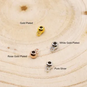 Adjustable S925 sterling silver stopper beads in gold, rose gold, and silver finishes