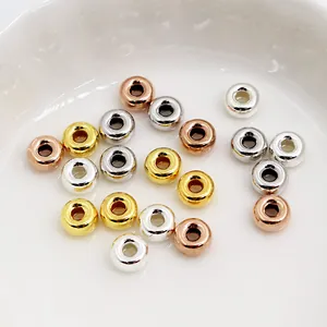 Perline Distanziatrici in Argento Sterling 925 Componenti Gioielli DIY Ruota Oro Argento Oro Rosa Placcato Perle Piante Tonde