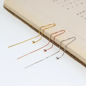 Orecchini a Filo in Argento Sterling S925 con Catena a Scatola Linea Lunga Minimalista Accessori per la Creazione di Gioielli Fai da Te Placcati Oro Rosa Bianco per Donna