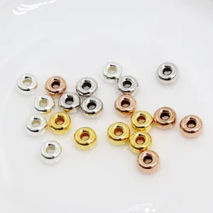 Perle distanziatrici in argento sterling S925 lucido in argento, oro e oro rosa