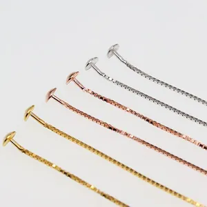 Orecchini a catena box in argento S925 accessori DIY in oro oro rosa e argento