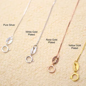S925 Sterlingsilber Box-Halskette in vier Farben: Silber, Platin, Gold und Roségold