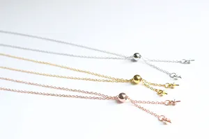 Chaîne réglable en argent S925 avec perle coulissante et support perle en or, rose et argent