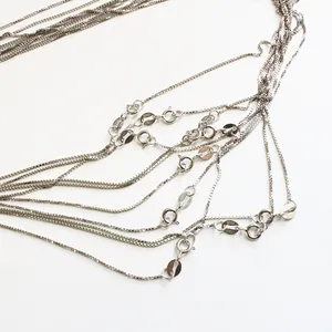 Collar de cadena de caja de plata de ley S925 con cierre de resorte italiano plateado