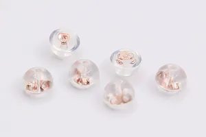 Detalle de 6 cierres de silicona para pendientes con núcleo de metal oro rosa DIY