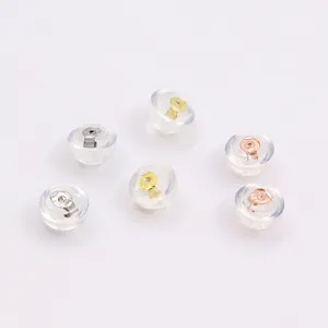 Set de cierres de silicona para pendientes con núcleo de plata S925 en oro y oro rosa