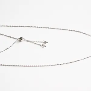 S925 sterling silver adjustable DIY cross chain with sliding bead for jewelry making