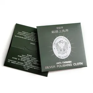 Polishing cloth for silver jewelry cleaning in green packaging, size 8.2x8.2cm
