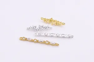 Detailed view of S925 sterling silver bar pendant with micro-pave cubic zirconia stones