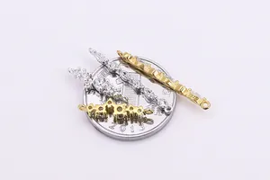 Detail of 925 sterling silver connector with micro-pave cubic zirconia for DIY jewelry