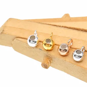 Adjustable S925 sterling silver sliding beads with loops for DIY jewelry making in four colors