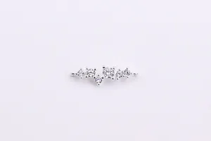 Detailed macro view of S925 sterling silver connector with five micro-set zircon stones