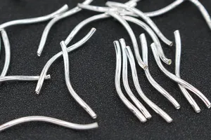 Macro shot of 1.5mm S925 sterling silver S-shaped curved tubes for DIY jewelry making