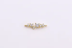 Close-up of S925 silver gold-plated bar pendant with micro-set zircon and double rings
