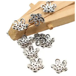 Vintage 925 sterling silver flower bead caps for DIY jewelry making and bracelet design