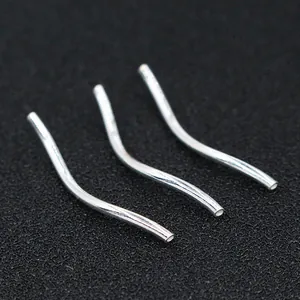 925 Sterling Silver S Curve Tube Spacer Beads DIY Jewelry Making Bracelet Necklace Findings Minimalist Polished Silver