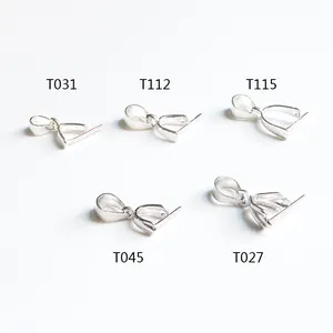 Five styles of silver S925 sterling silver pinch bails for DIY jewelry pendants