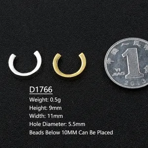 S925 sterling silver bead frame accessories in silver and gold, 9x11mm DIY findings