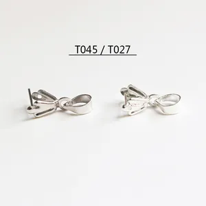 Polished S925 sterling silver pinch bails for DIY jewelry making and crystal pendants