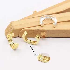 S925 sterling silver half-round bead frame DIY jewelry components in gold and silver