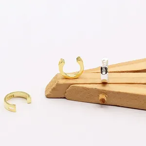 S925 sterling silver U-shaped half-bead frames in gold and silver finish for DIY jewelry