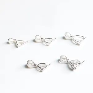 S925 Sterling Silver Pendant Bails DIY Jewelry Finding Clasps For Crystal Jade Pin Bails Connector Findings 925 Silver Jewelry Accessories