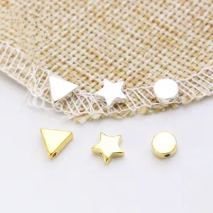 925 Sterling Silver Geometric DIY Jewelry Making Pendants Triangle Round Star Shape Charms Gold Silver Plated Handmade Bead Materials