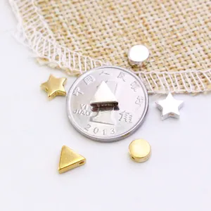 S925 sterling silver geometric beads with star and triangle shapes for DIY jewelry