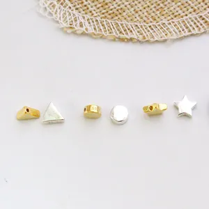 S925 sterling silver geometric spacer beads for DIY jewelry making in gold and silver
