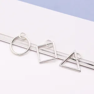 S925 sterling silver geometric pendant set with circle, square and triangle charms