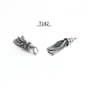 Vintage Thai silver tassel pendant for DIY jewelry making with handmade metal chains