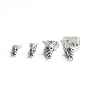 Detailed comparison of four S925 sterling silver tassel charms in antique silver finish