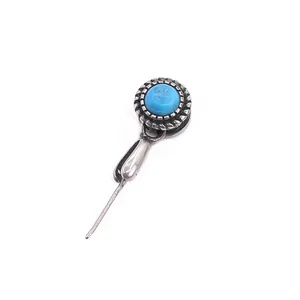 S925 sterling silver retro pendant connector with turquoise stone for jewelry making